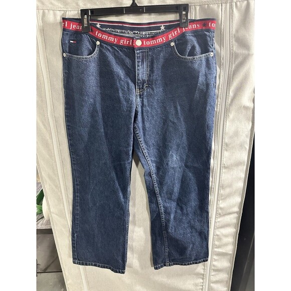 Vintage 2001 Denim Tommy Girl Jeans Capris-Pocketless Back Size 13 Med Wash - Picture 2 of 6